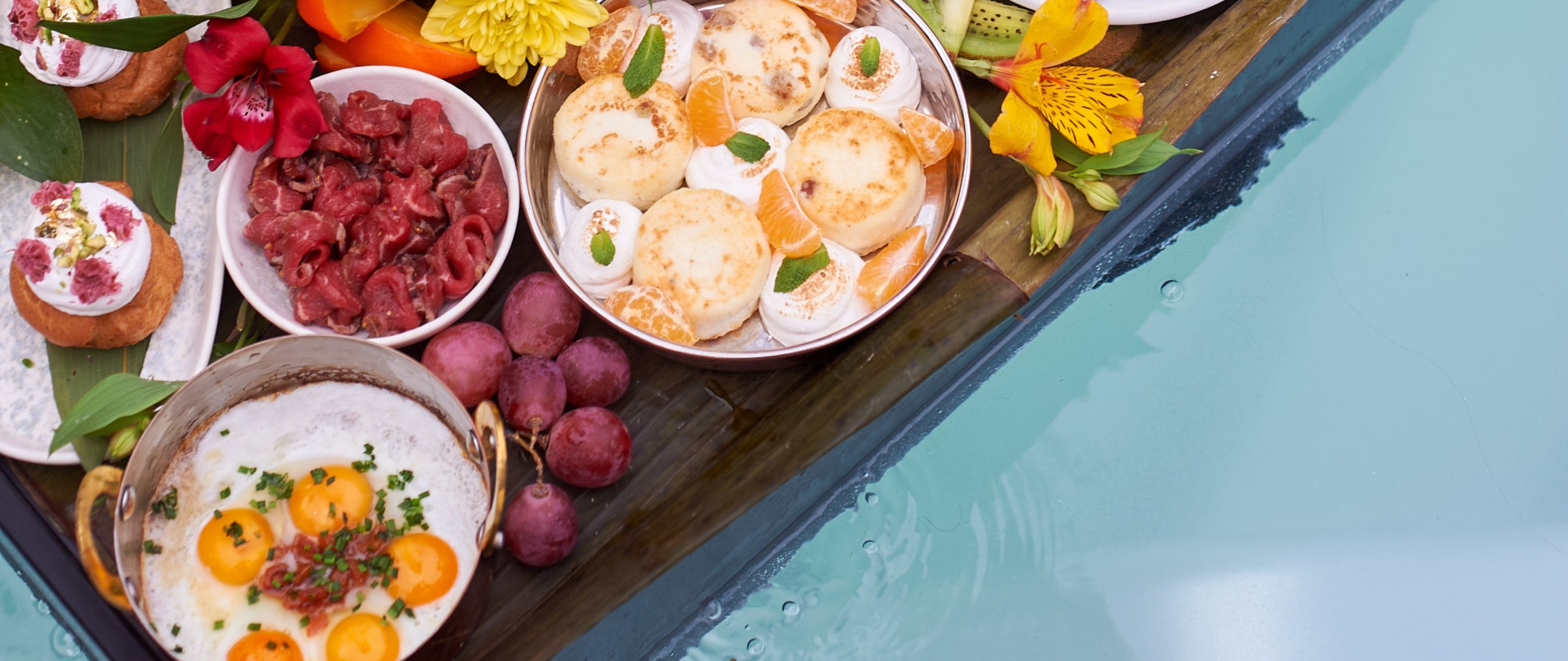 Romantic breakfast in the jacuzzi